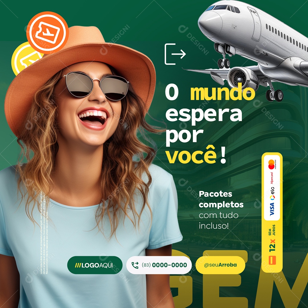 Turismo O Mundo Espera por Você Social Media PSD Editável