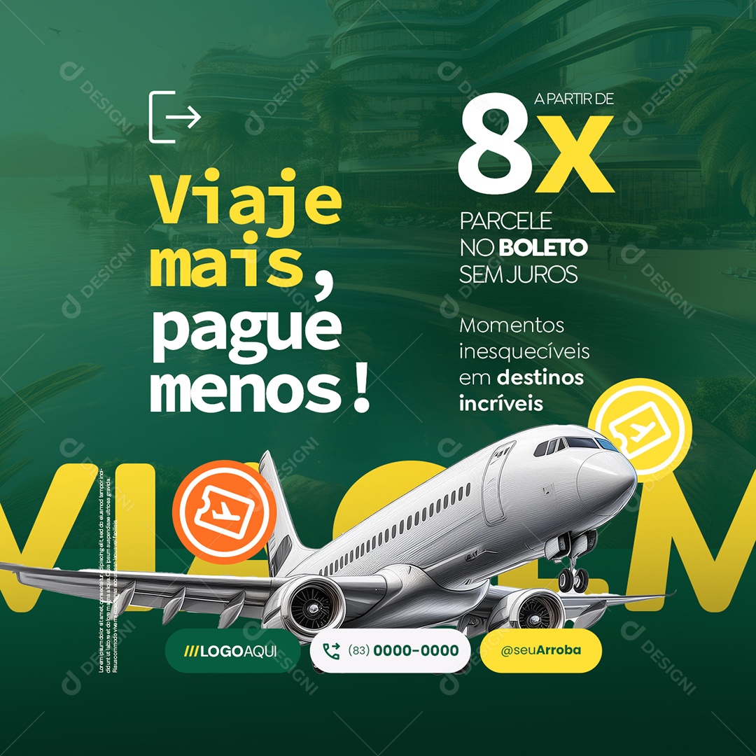 Turismo Viaje Mais Pague Menos Social Media PSD Editável