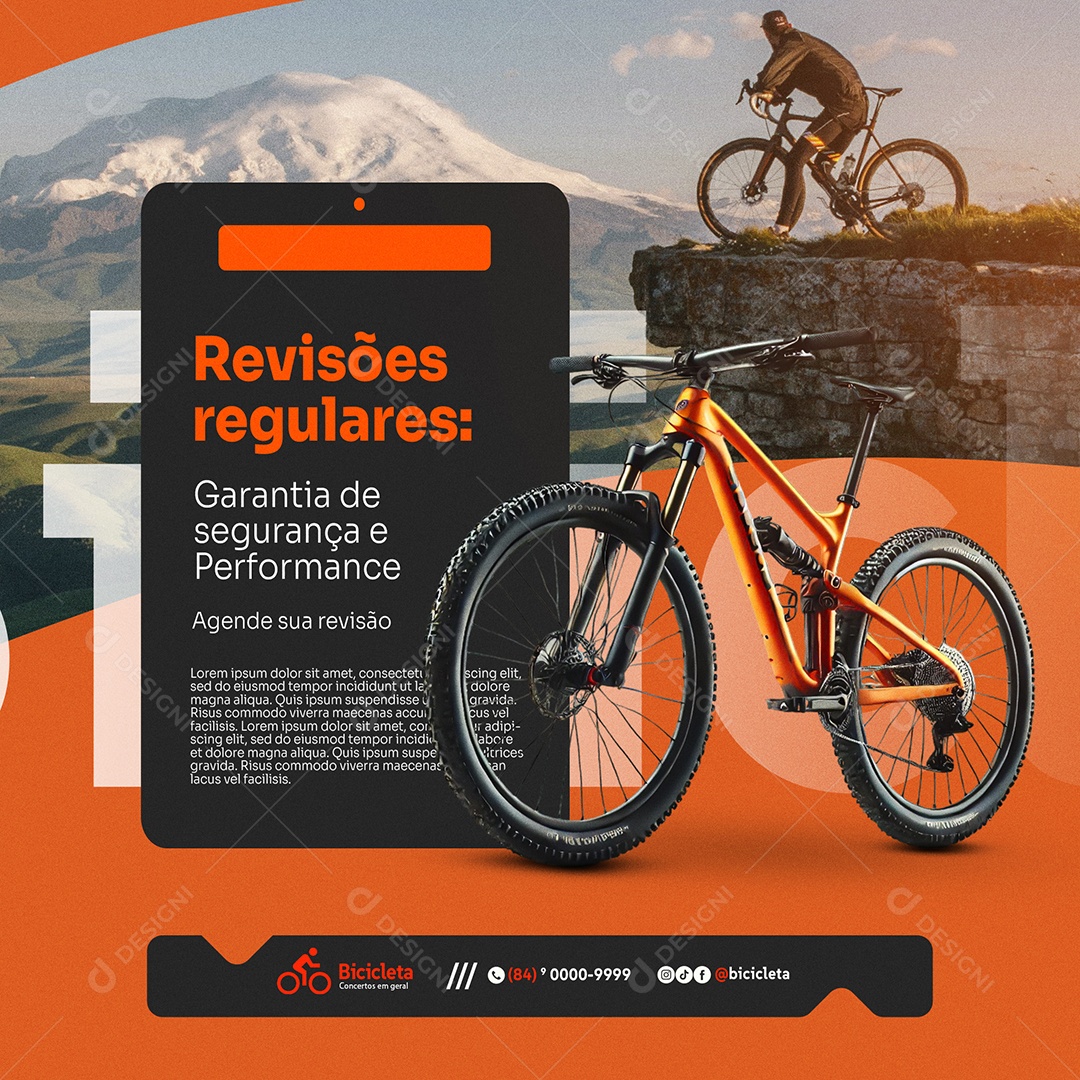 Ciclismo Revisões Regulares Social Media PSD Editável