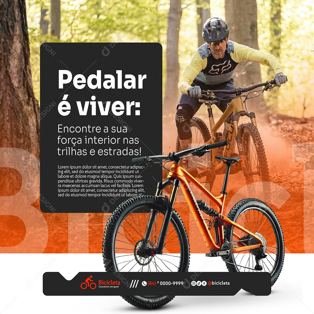 Ciclismo Pedalar é viver Social Media PSD Editável