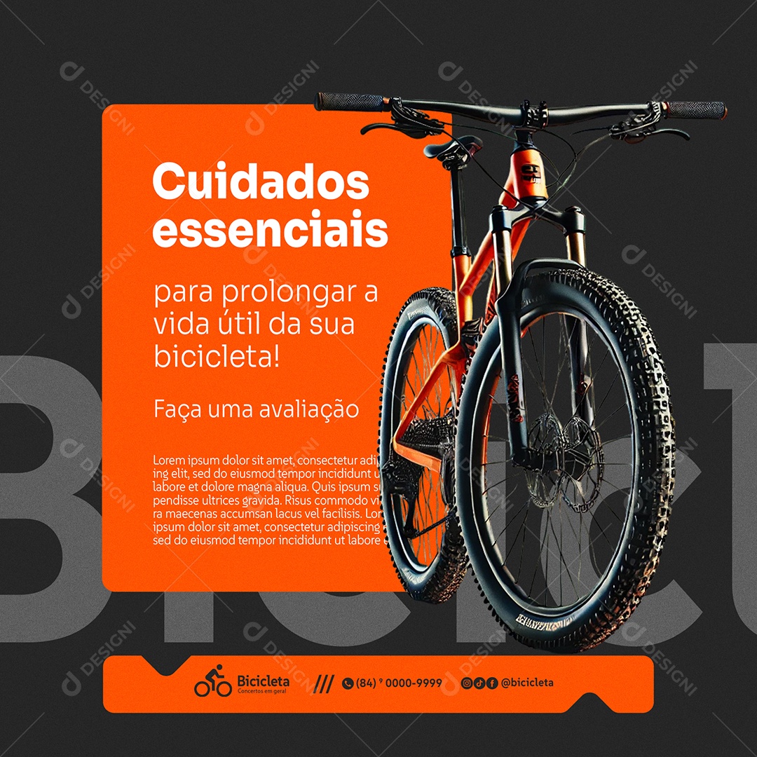 Ciclismo Cuidados Essenciais Social Media PSD Editável