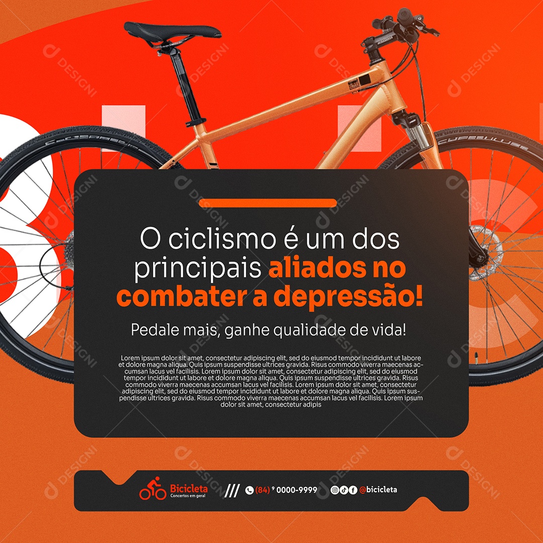 Ciclismo Aliado No Combate a Depressão Social Media PSD Editável