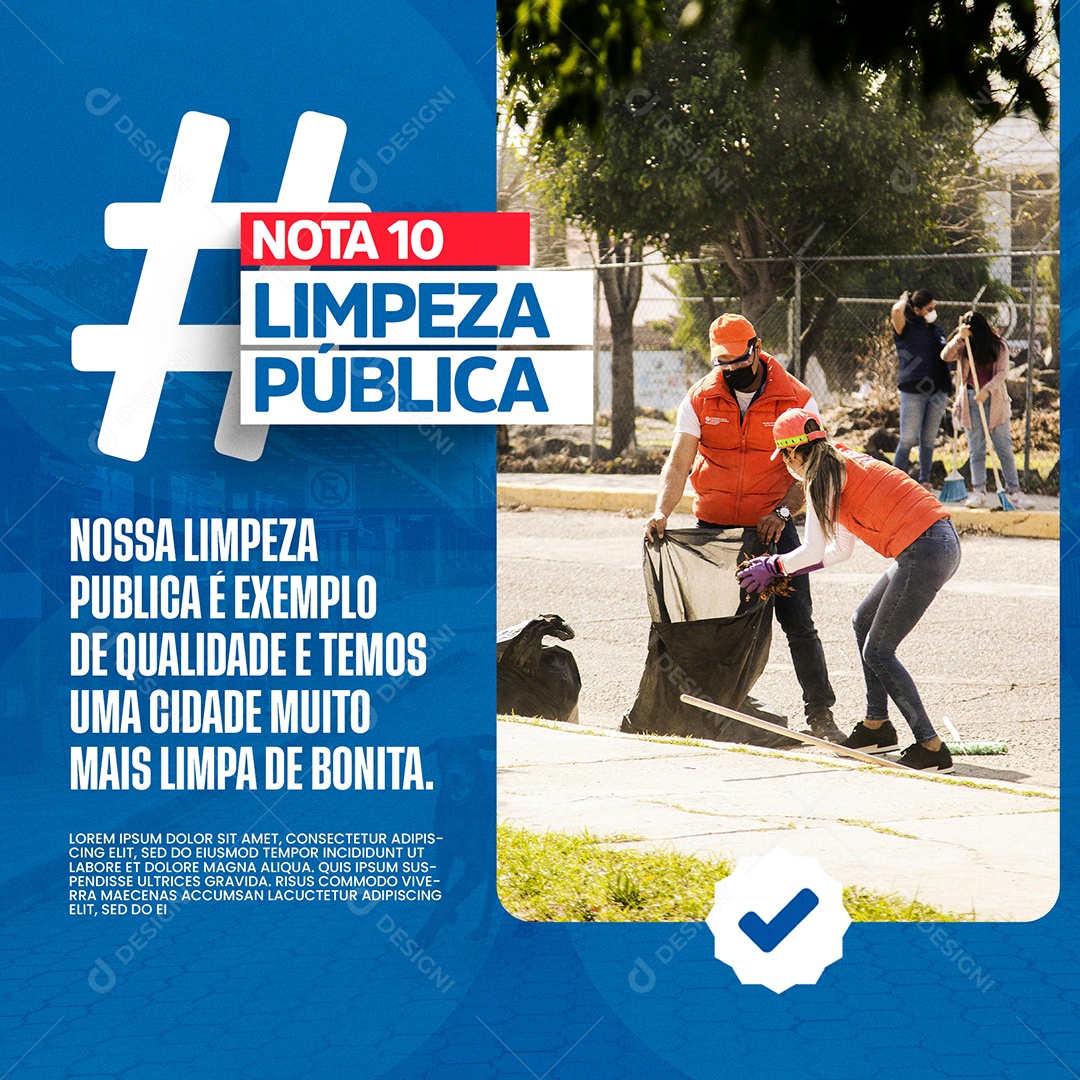 Prefeitura Nota Dez Limpeza Pública Social Media PSD Editável