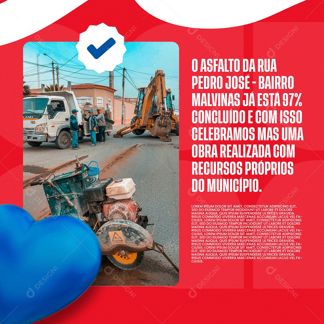 Prefeitura Obra Realizada Recursos do Município Social Media PSD Editável