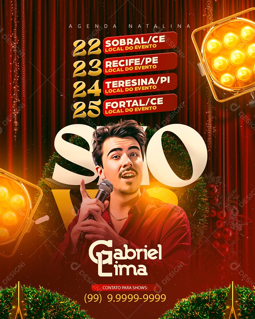 Flyer Agenda Natalina Gabriel Lima Social Media PSD Editável