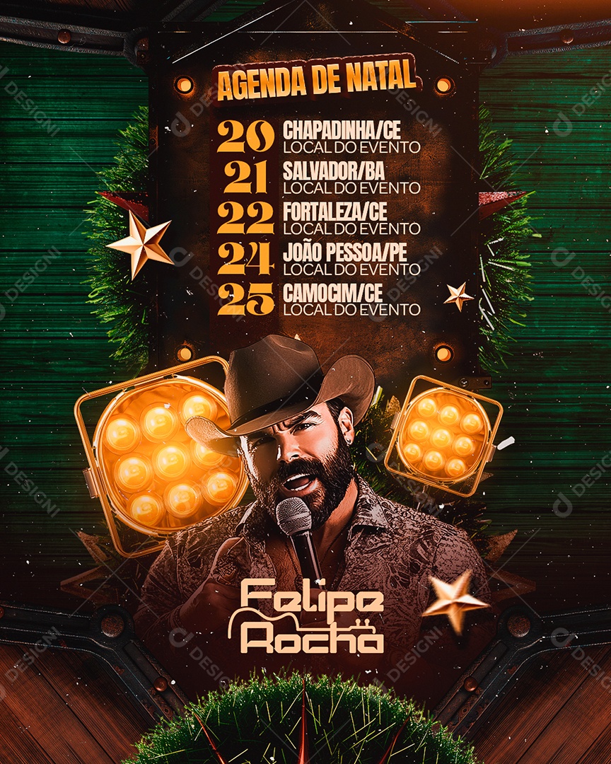 Flyer Agenda de Natal Felipe Rocha Social Media PSD Editável