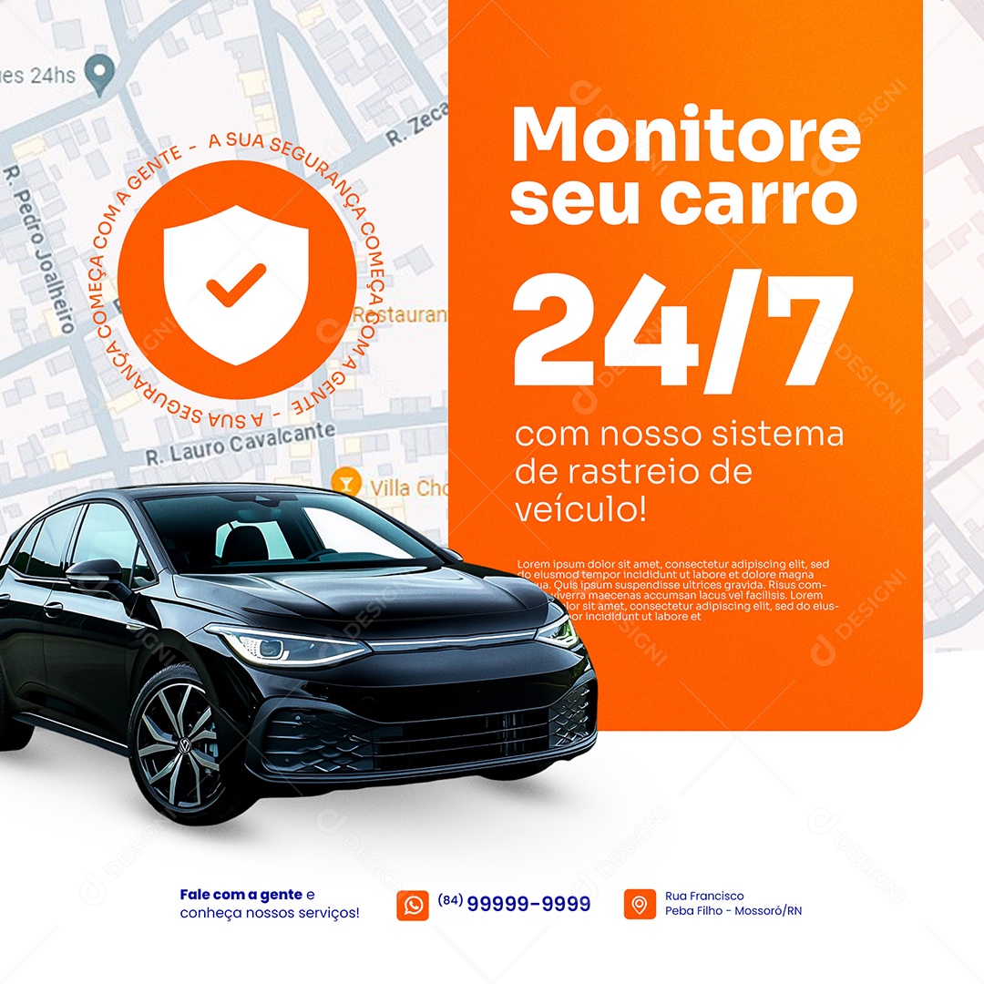Seguros Seguradora Monitore Seu Carro Social Media PSD Editável