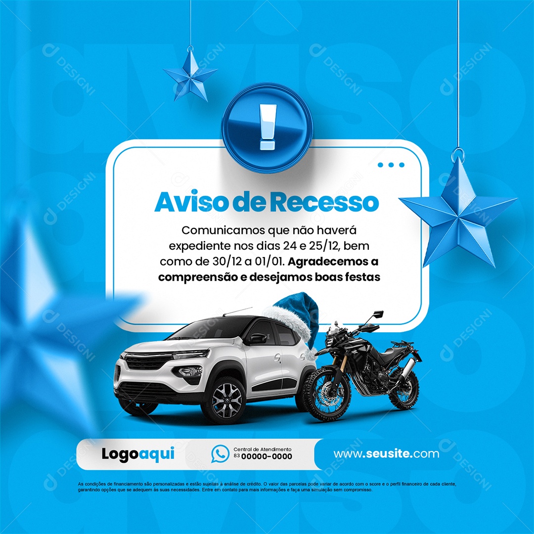 Concessionária Compramos o Seu Carro ou Moto na Hora Social Media PSD Editável