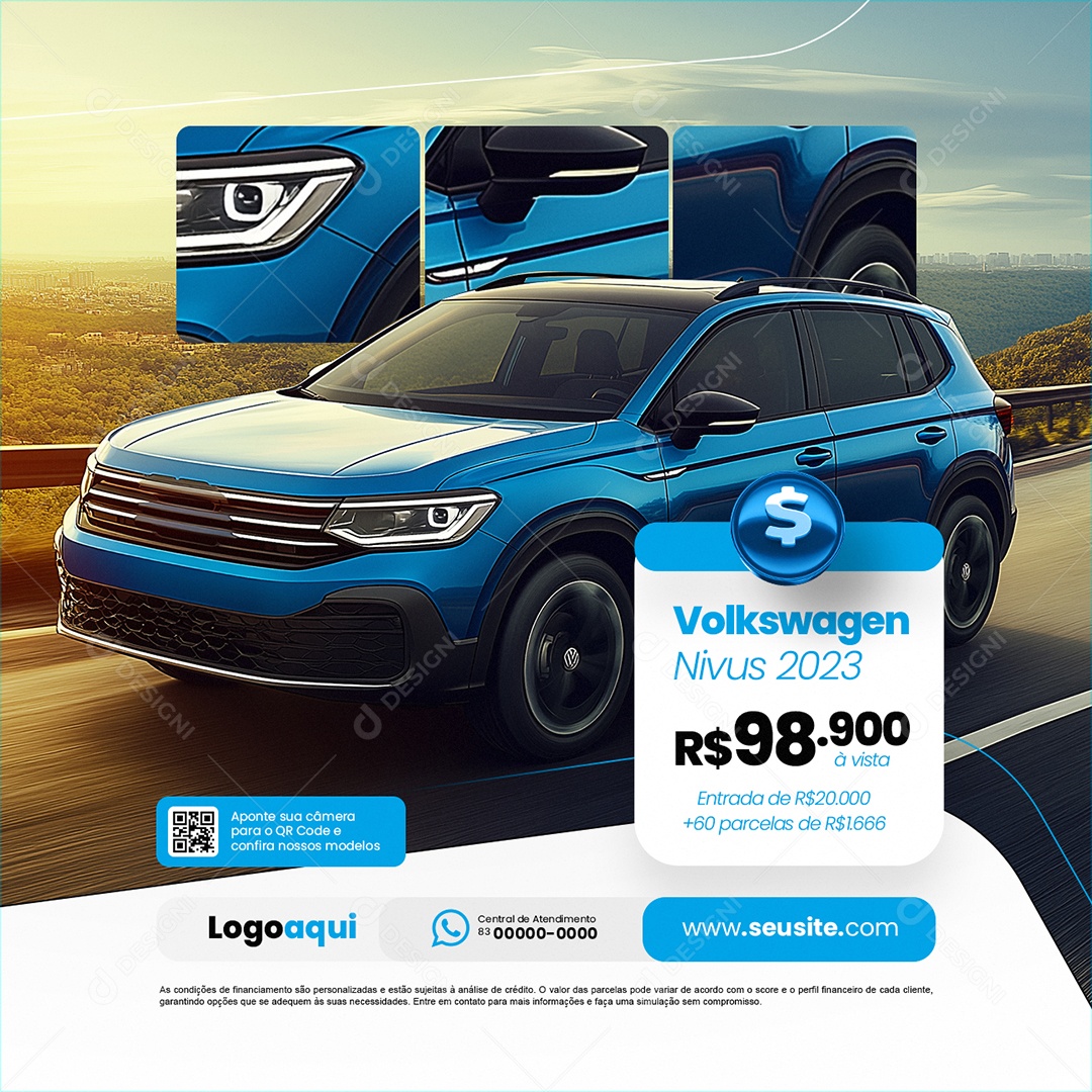 Concessionária Aviso de Recesso Social Media PSD Editável