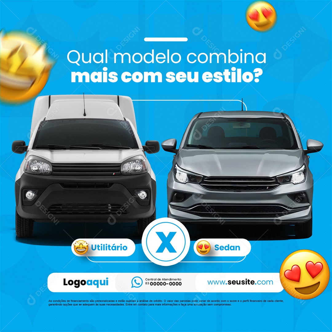 Concessionária Qual Modelo Combina Mais com Seu Estilo Social Media PSD Editável