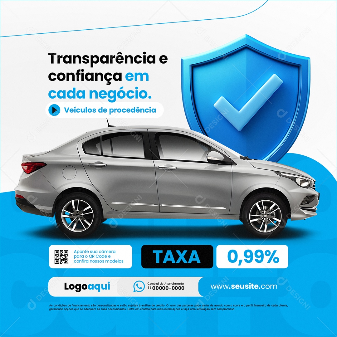 Concessionária Transparência e Confiança em Cada Negócio Social Media PSD Editável