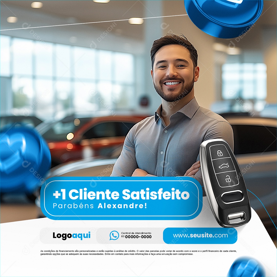 Concessionária Compra Venda Carro Moto Parabéns Alexandre Social Media PSD Editável