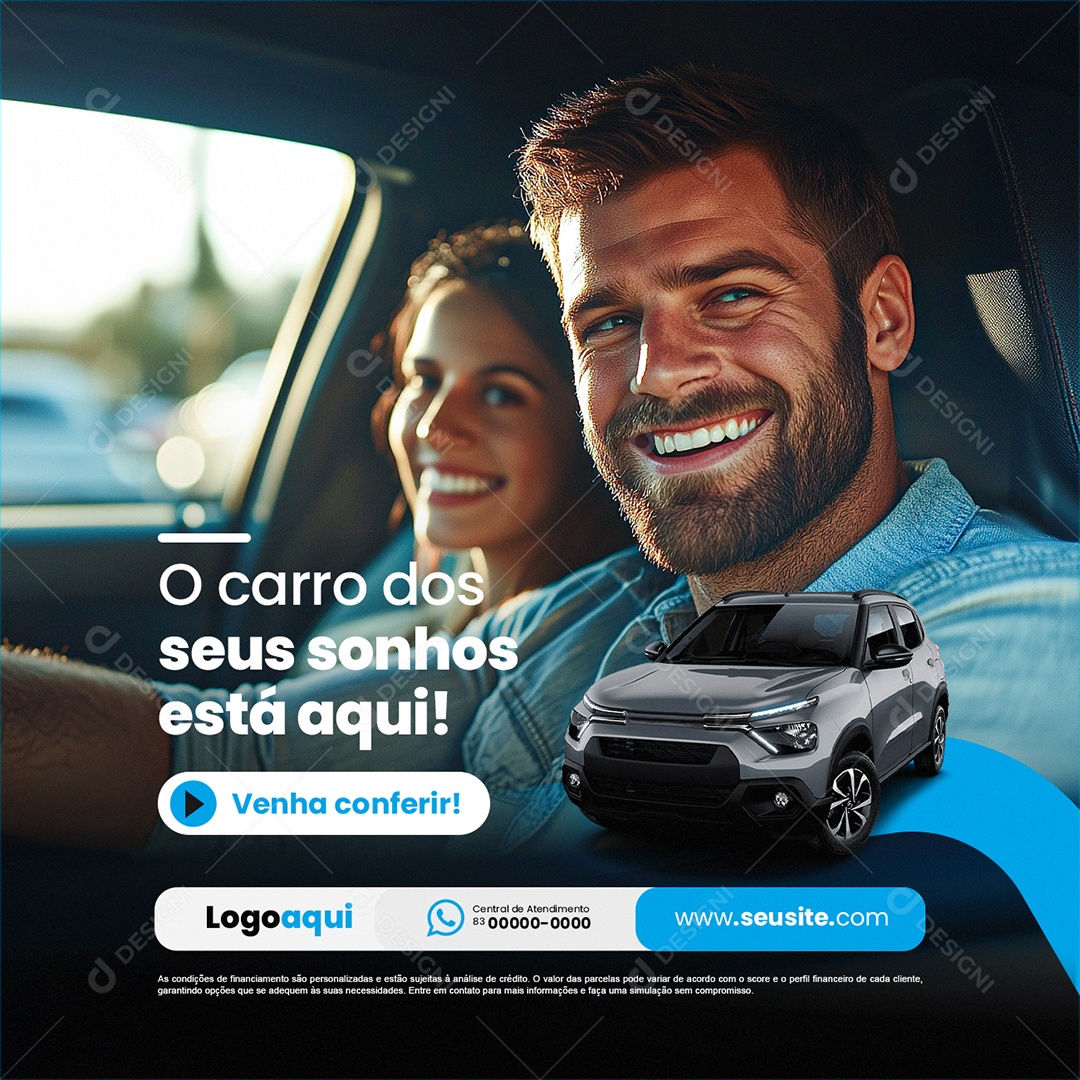 Concessionária Compra Venda Troca Carro Moto Venha Conferir Social Media PSD Editável