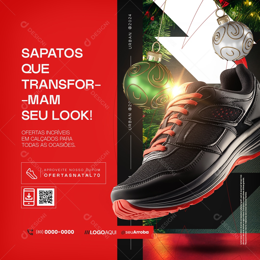 Loja de Calçados Super Natal Sapataos Que Transformam Seu Look Social Media PSD Editável