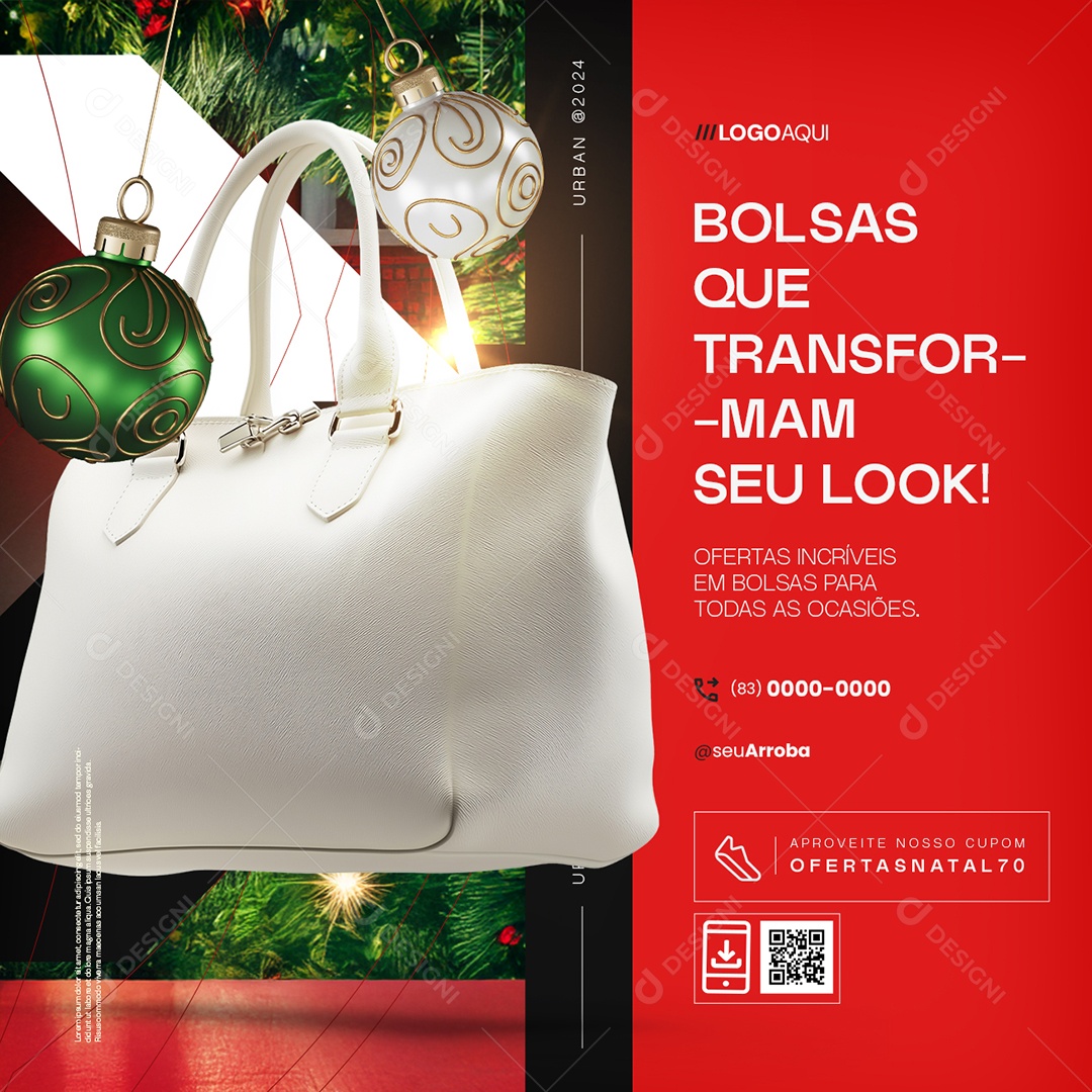 Loja de Calçados Super Natal Bolsas Que Transformam Seu Look Social Media PSD Editável