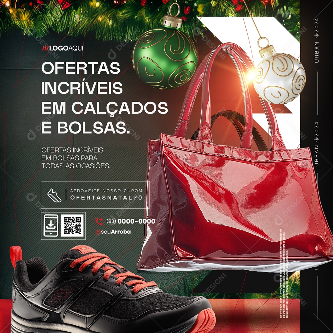 Loja de Calçados Super Natal Ofertas Incríveis Social Media PSD Editável