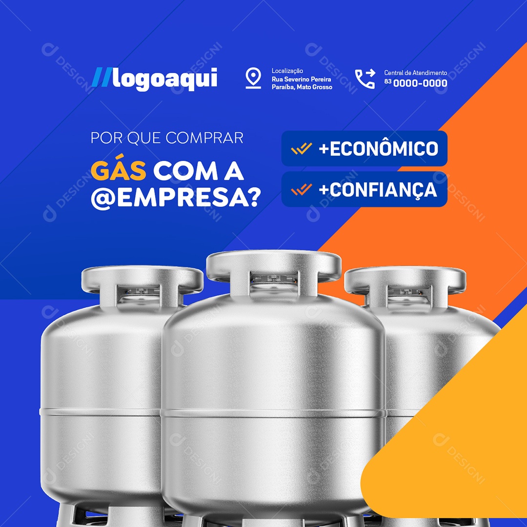 Distribuidora de Gás Mais Econômico Mais Confiança Social Media PSD Editável