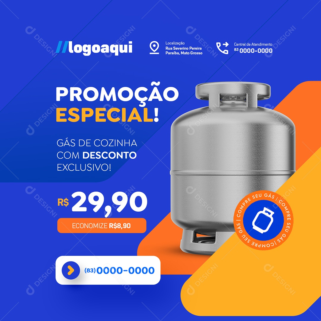 Distribuidora de Gás Promoção Especial Social Media PSD Editável