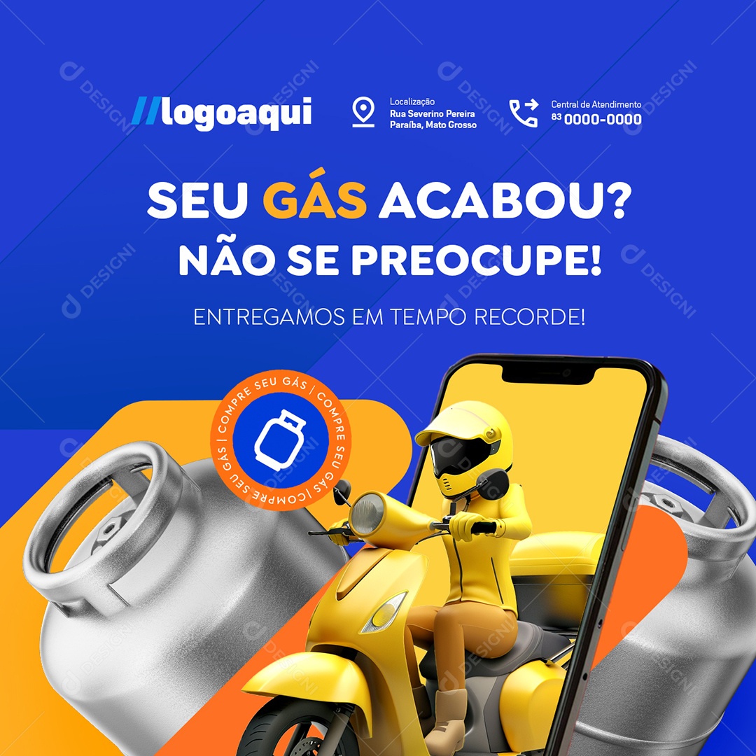 Distribuidora de Gás Seu Gás Acabou Social Media PSD Editável