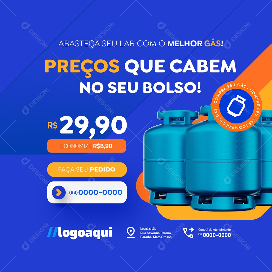 Distribuidora de Gás Preços Que Cabem no Seu Bolso Social Media PSD Editável