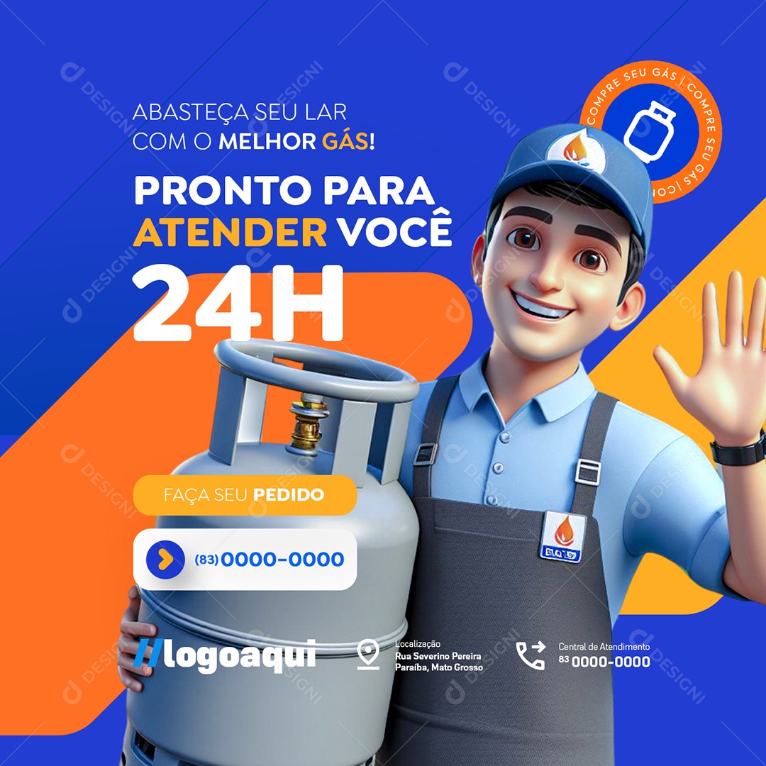 Distribuidora de Gás Abasteça seu Lar Social Media PSD Editável