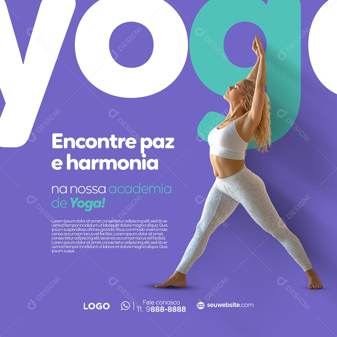 Yoga Aulas Encontre Paz e Harmonia Social Media PSD Editável