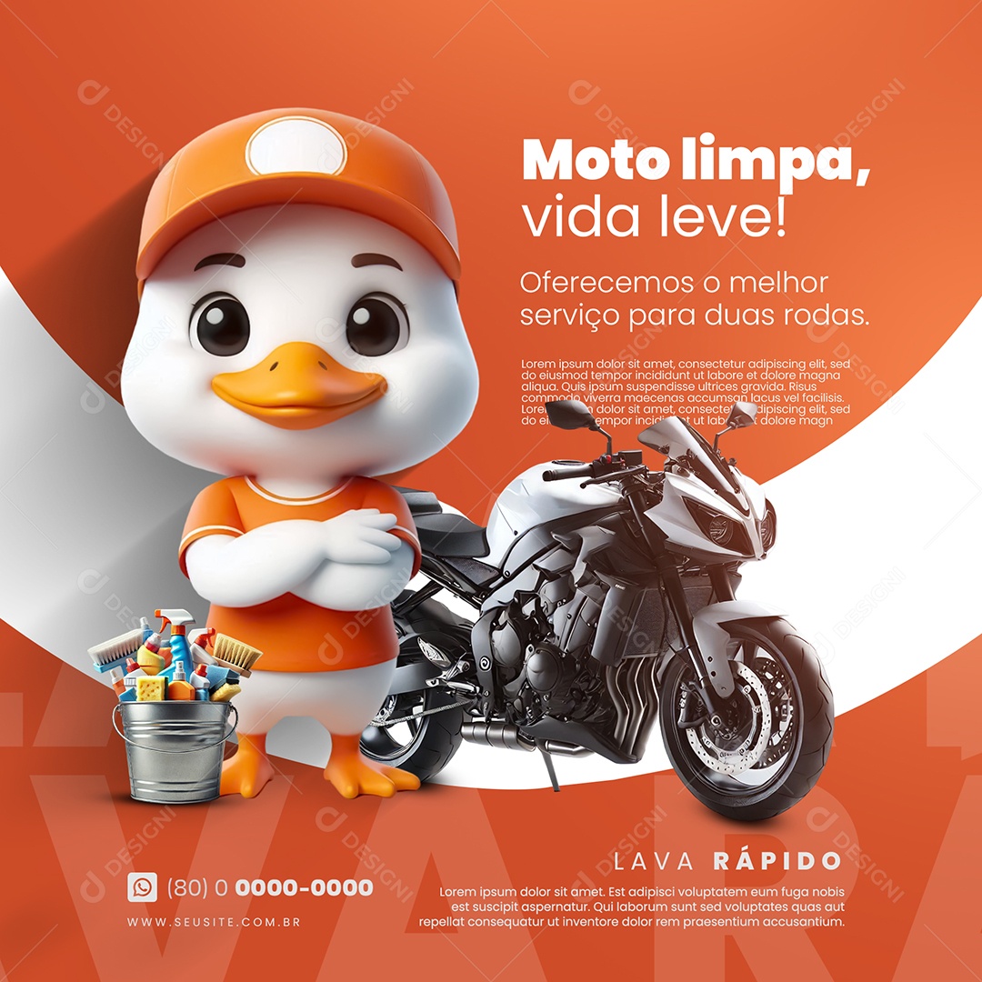 Lava Rápido Moto Limpa Social Media PSD Editável