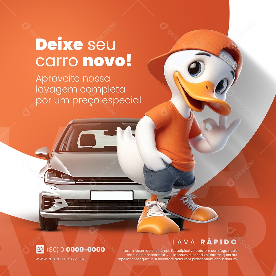 Lava Rápido Deixe Seu Carro Novo Social Media PSD Editável