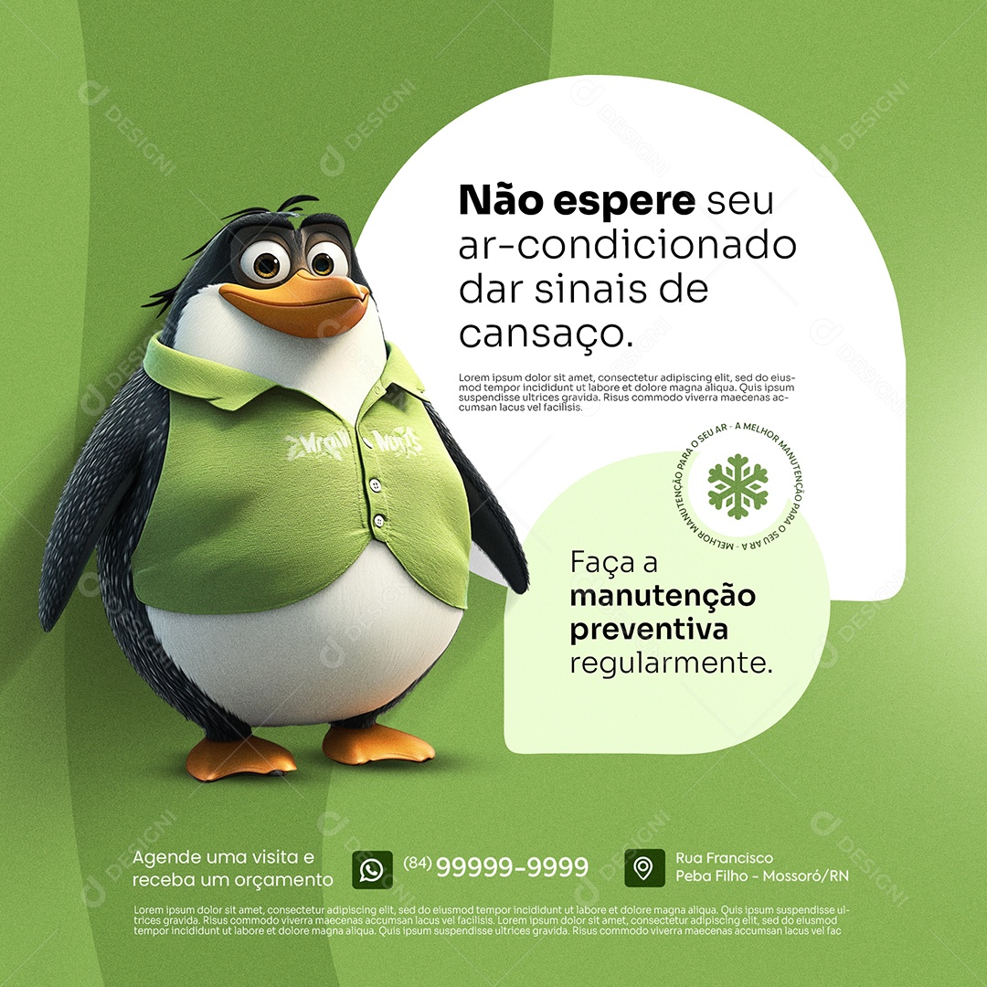 Ar Condicionado Faça Manutenção Preventiva Social Media PSD Editável