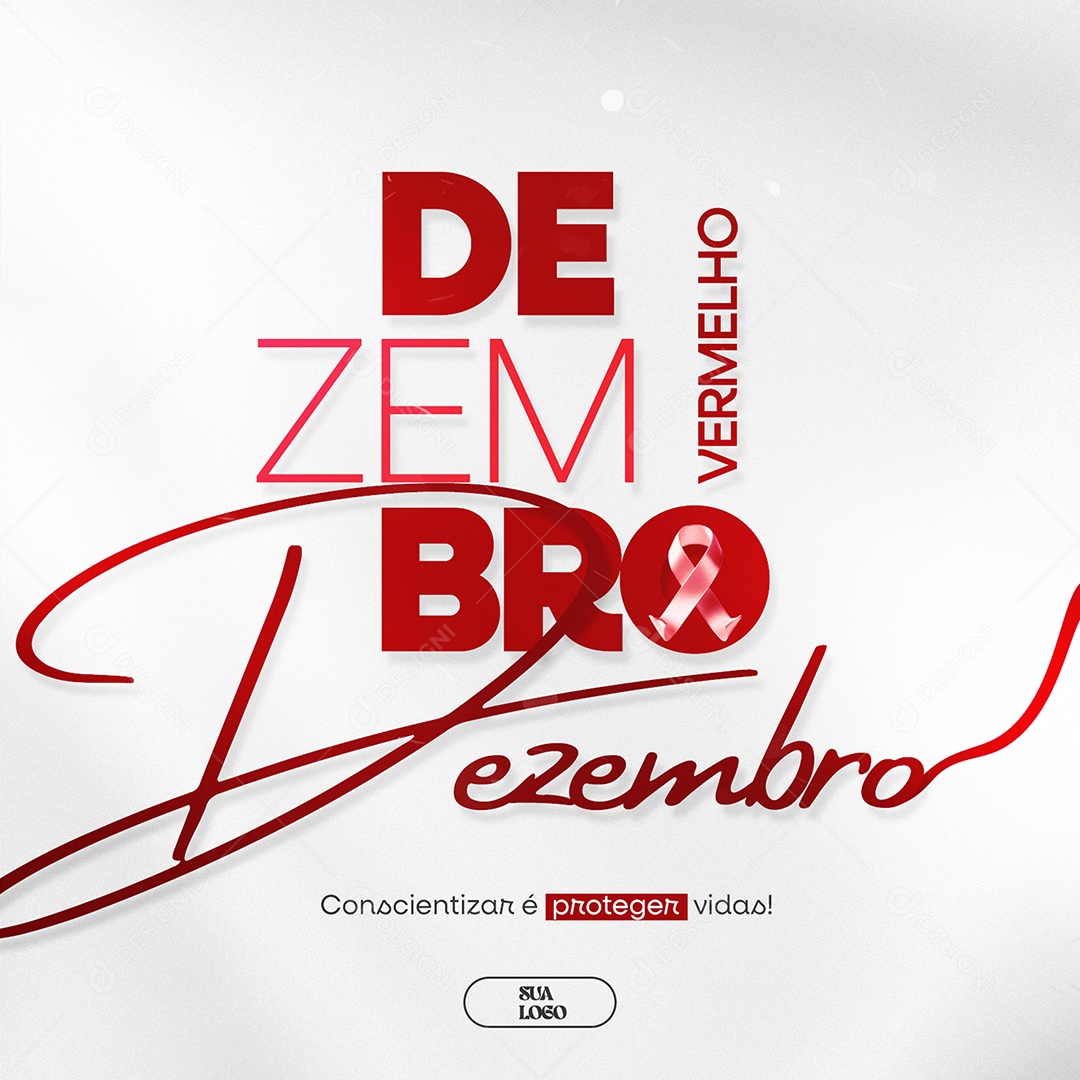 Dezembro Vermelho Conscientizar é Proteger Social Media PSD Editável
