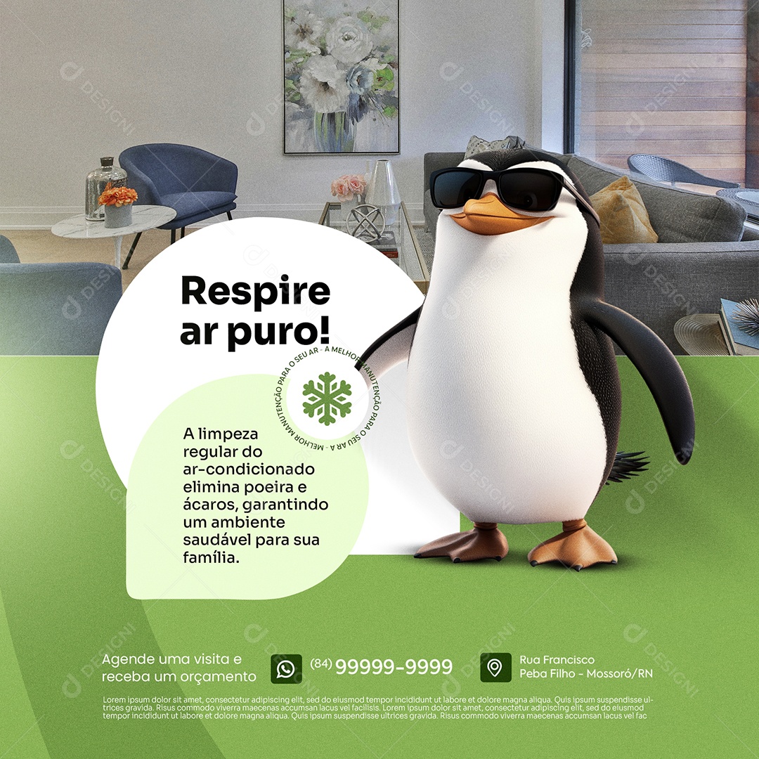 Ar Condicionado Agende Manutençaõ Respire Ar Puro Media PSD Editável