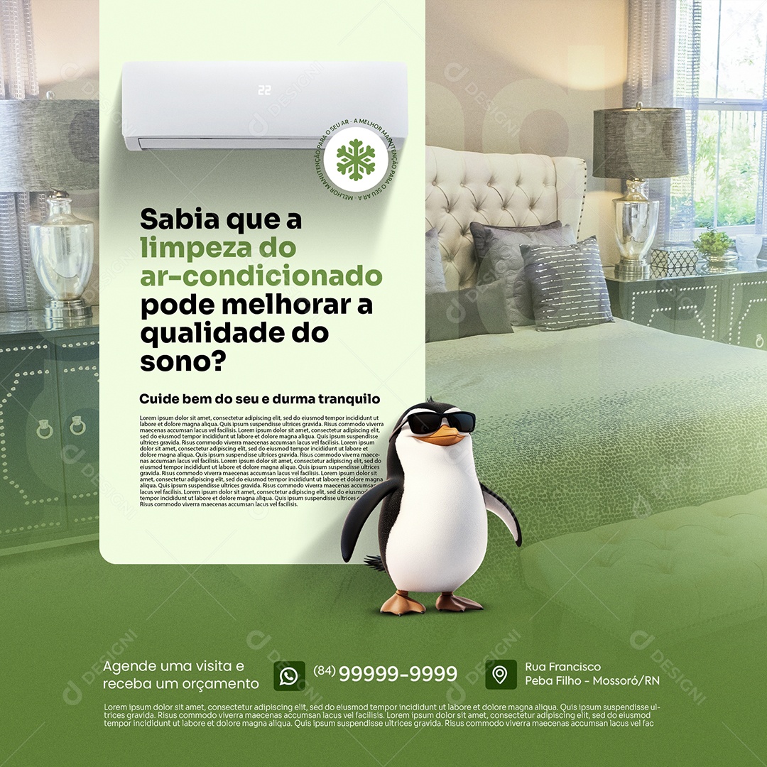 Limpeza De Ar Condicionado Mais Qualidade de Sono Media PSD Editável