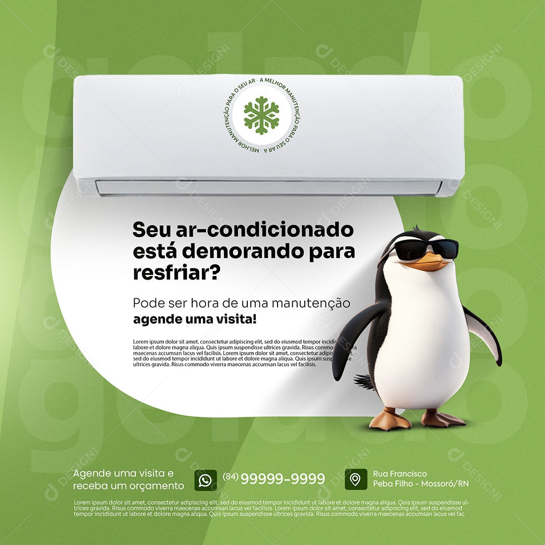 Ar Condicionado Hora de Manutenção Agende Uma Visita Media PSD Editável