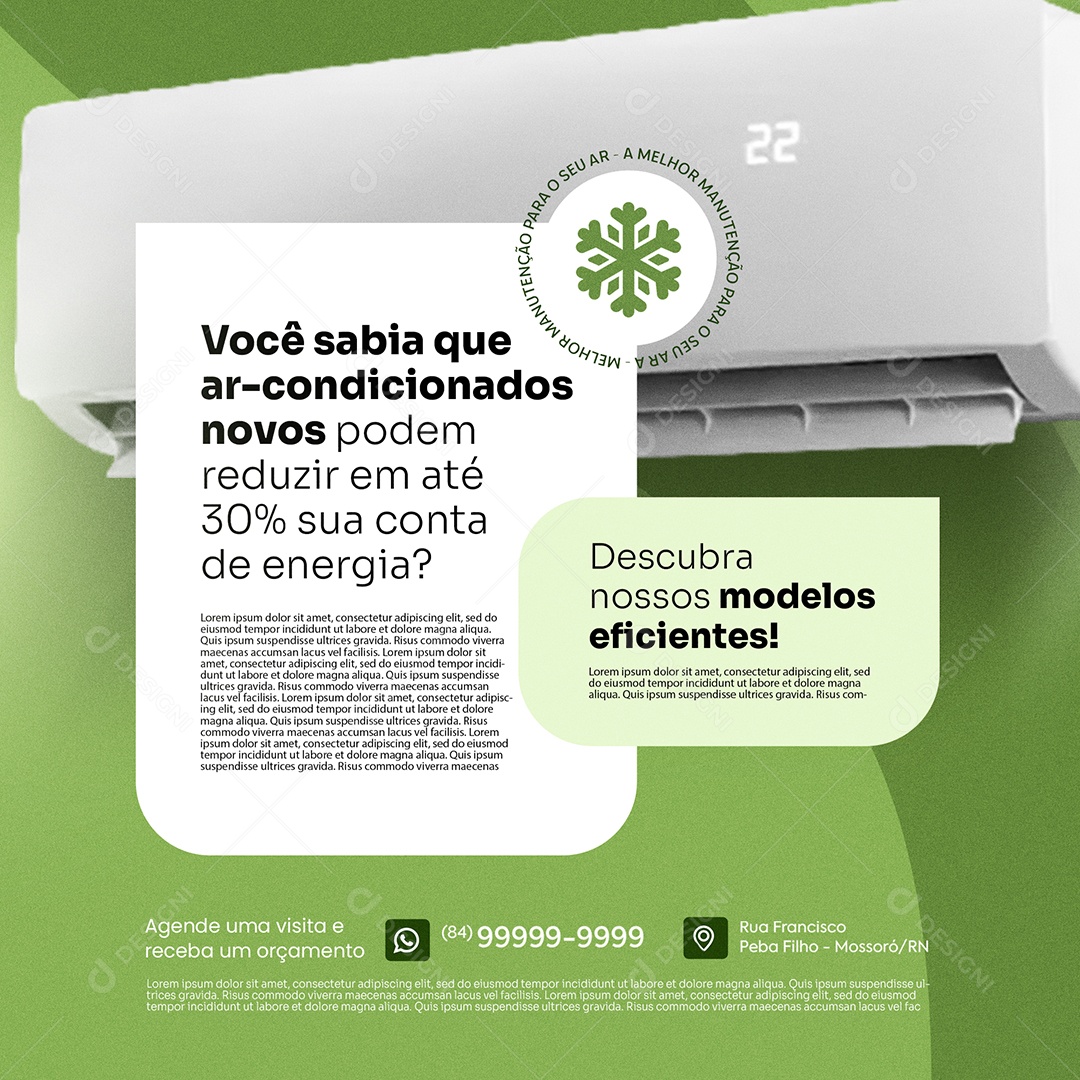 Ar Condicionado Modelos Eficientes Media PSD Editável