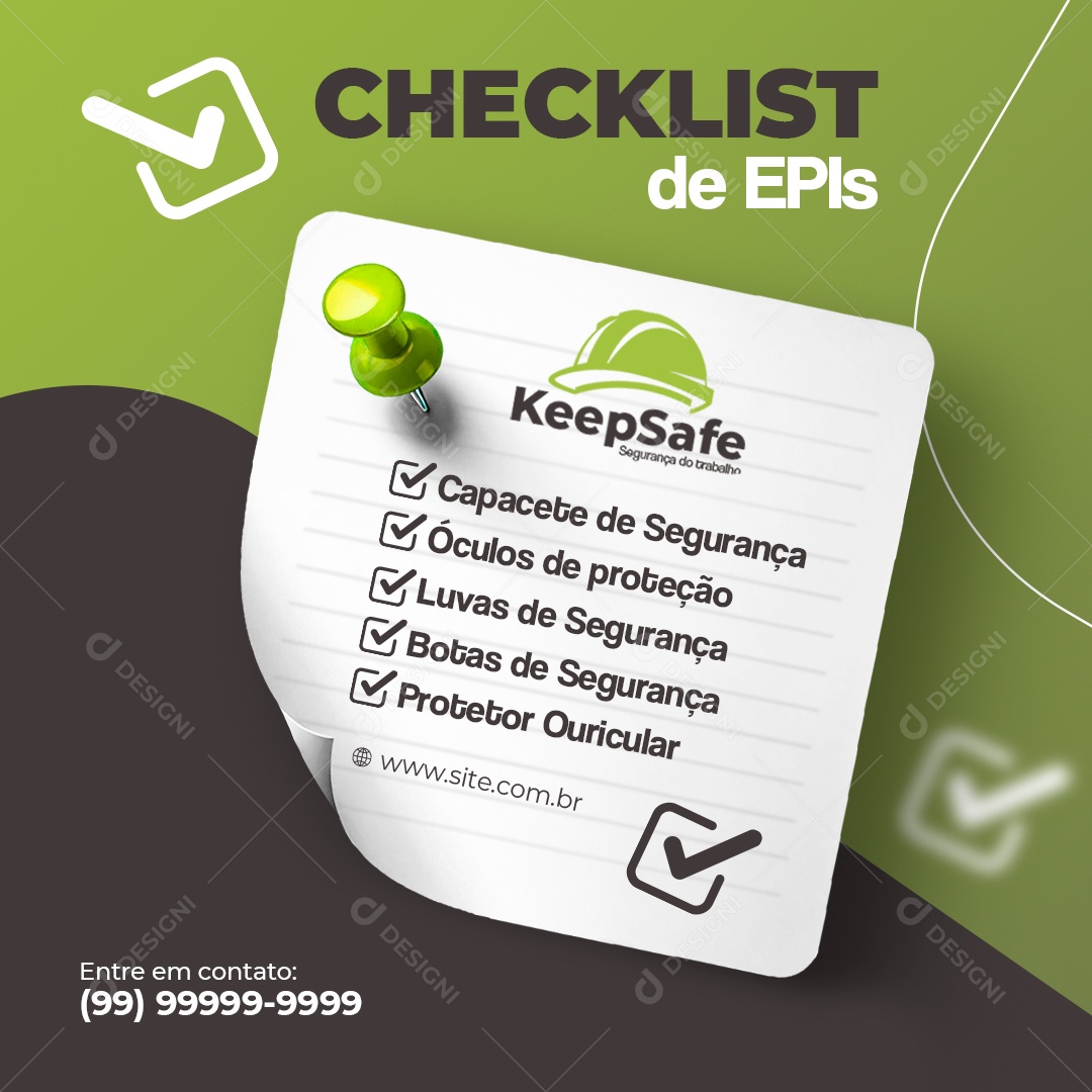Keepsafe Segurança do Trabalho Checklist de EPIs Social Media PSD Editável