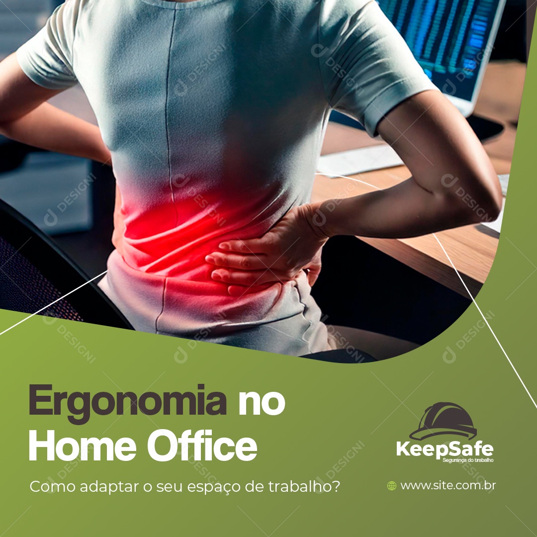 Keepsafe Segurança do Trabalho Ergonomia no Home Office Social Media PSD Editável