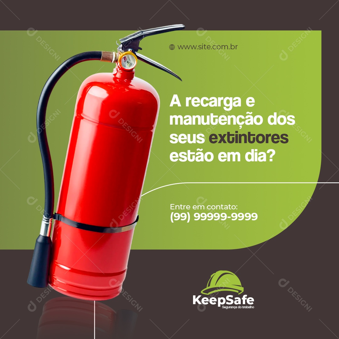 Keepsafe Segurança do Trabalho Manutenção dos Seus Extintores Social Media PSD Editável