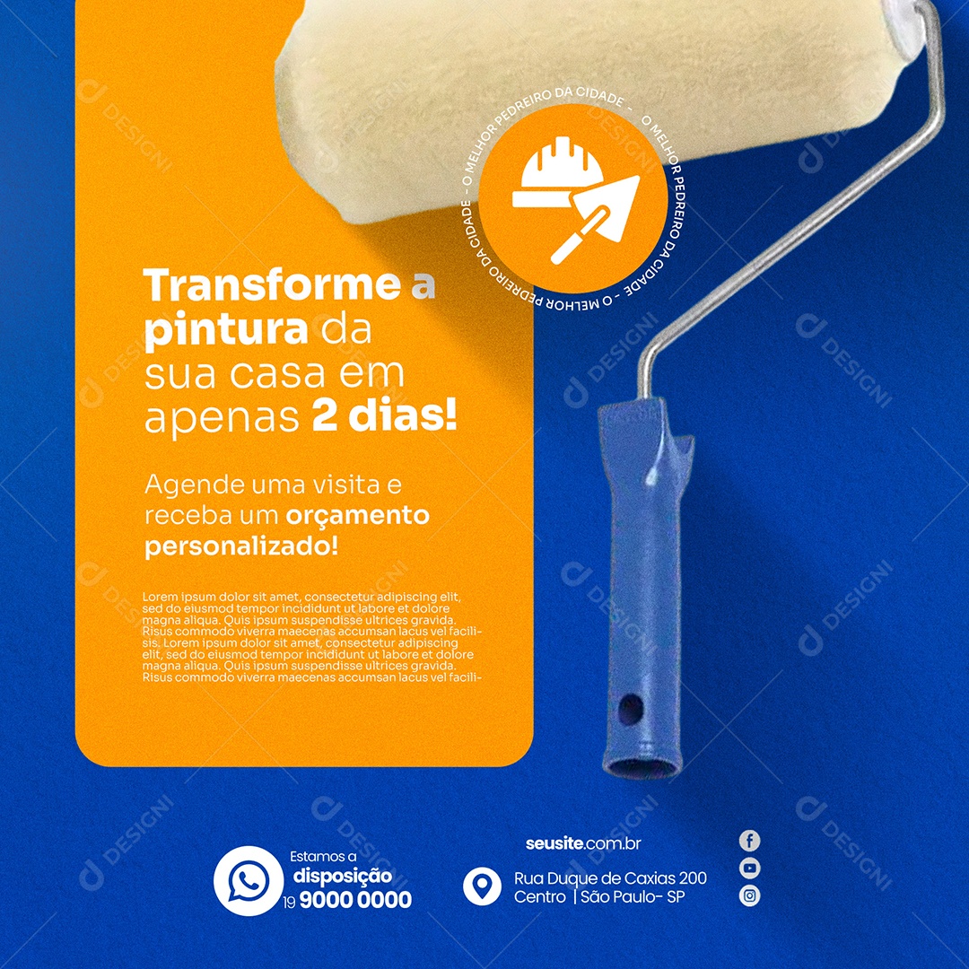 Pedreiro Agende Uma Visita Social Media PSD Editável