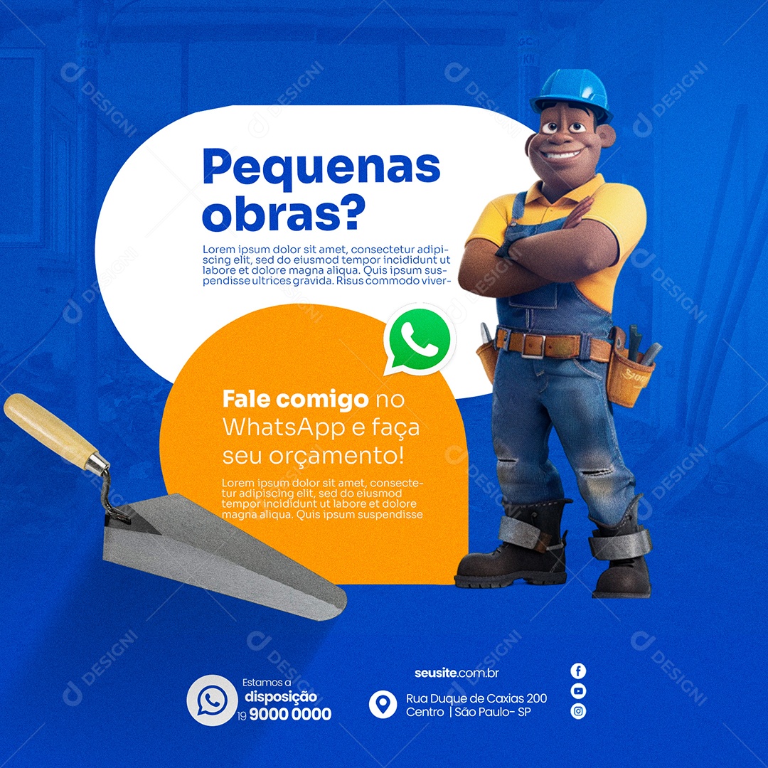 Pedreiro Fale Conosco Via Whatsapp Social Media PSD Editável