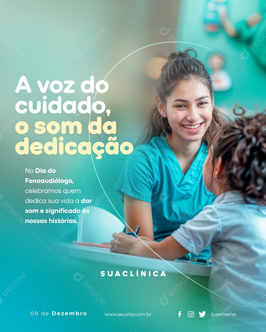 Dia Do Fonoaudiólogo 09 de Dezembro Parabéns Social Media PSD Editável