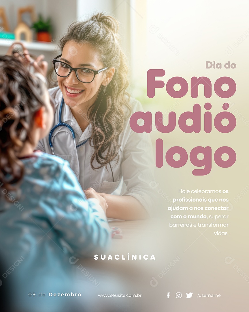 Dia Do Fonoaudiólogo 09 de Dezembro Parabéns Social Media PSD Editável