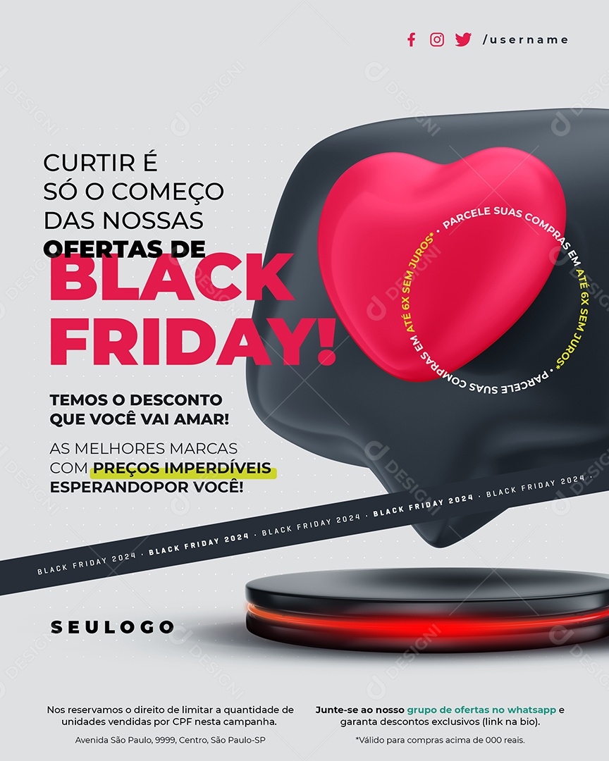 Black Friday Ofertas Lojas Social Media PSD Editável
