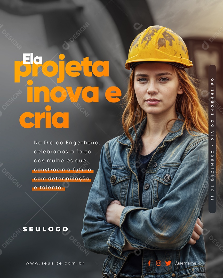 Dia do Engenheiro 11 de Dezembro Parabéns Social Media PSD Editável