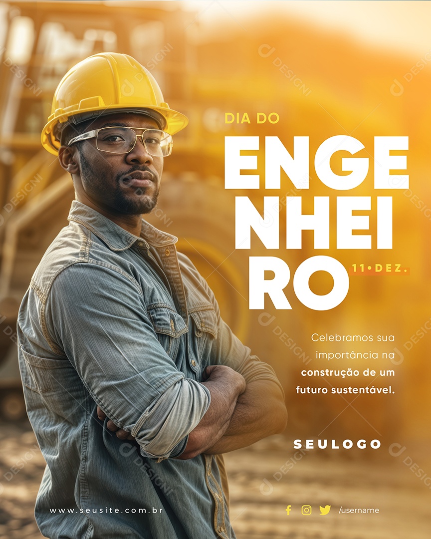 Dia do Engenheiro 11 de Dezembro Parabéns Social Media PSD Editável