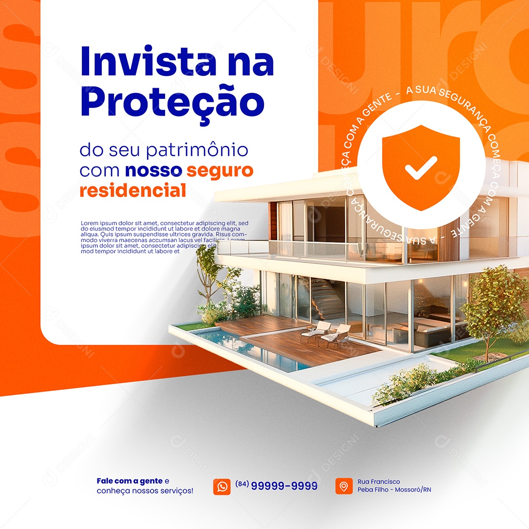 Seguradora Seguro Residencial Social Media PSD Editável