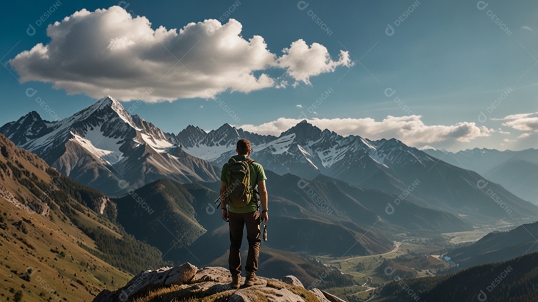 Um homem com trajes de escalada