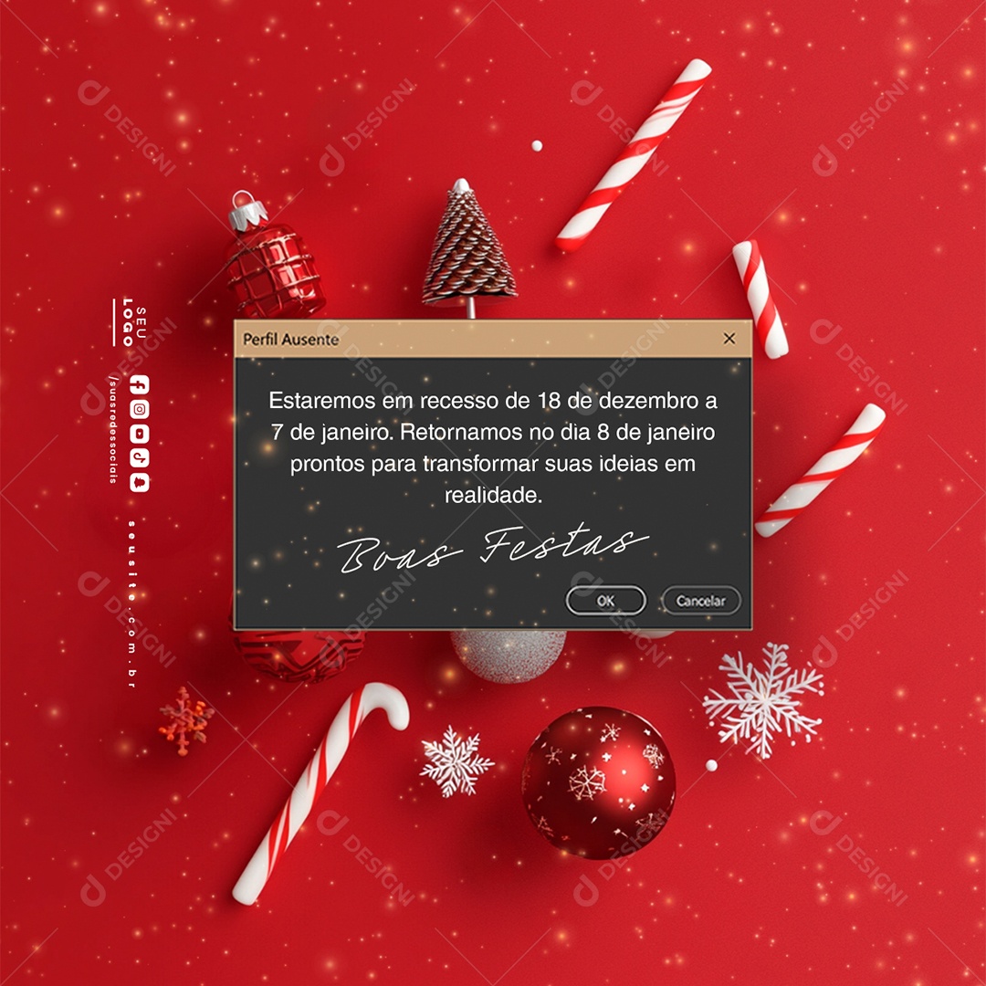 Recesso Boas Festas Social Media PSD Editável