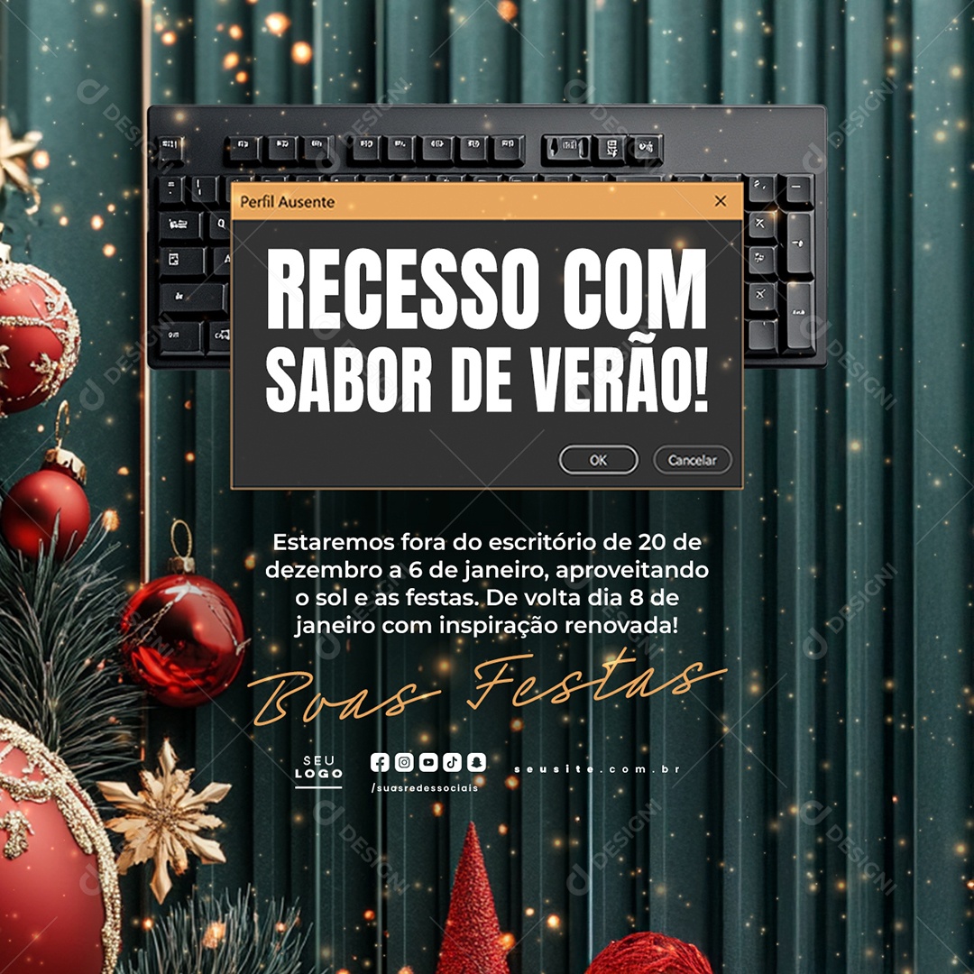 Recesso com Sabor de Verão Social Media PSD Editável