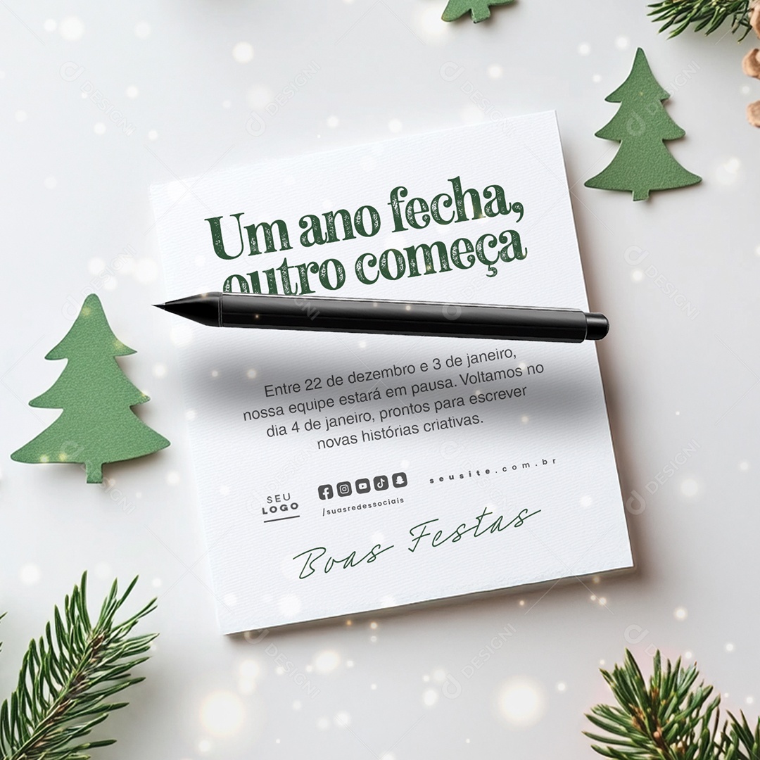 Recesso Um Ano Fecha Outro Começa Social Media PSD Editável