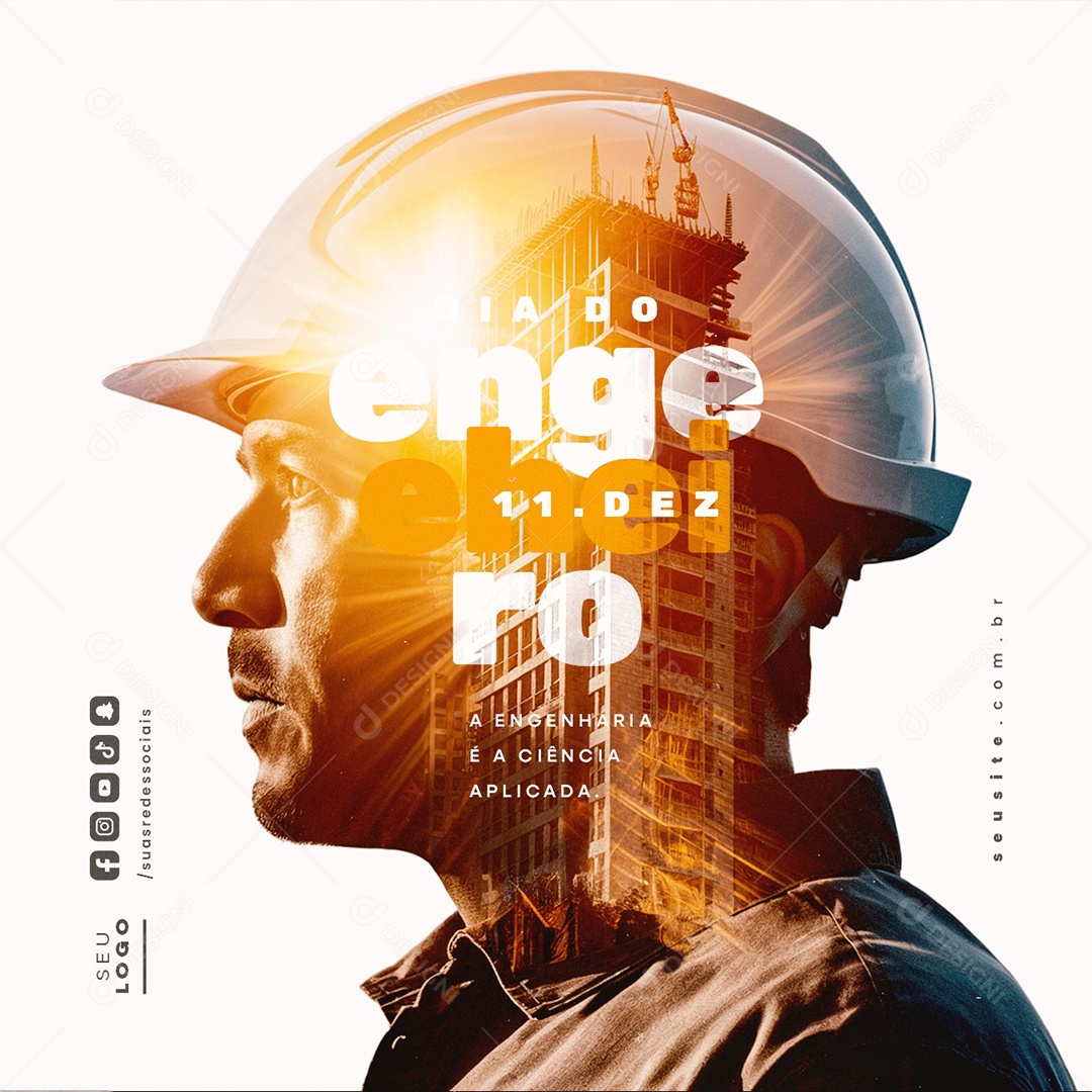 Dia do Engenheiro 11 de Dezembro Social Media PSD Editável